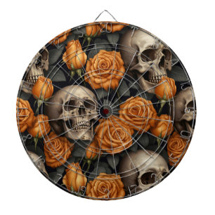 Ein Totenkopf- und Rosen-Serien-Design 11 Dartscheibe