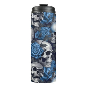 Ein Totenkopf- und Rosen-Serien-Design 12 Thermosbecher