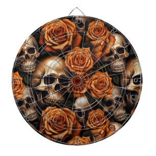 Ein Totenkopf- und Rosen-Serien-Design 9 Dartscheibe