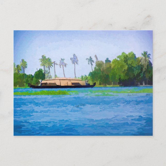 Ein traditionelles Houseboot in Kerala Postkarte (Vorderseite)