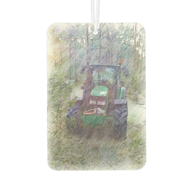 Ein Traktor im Wald Autolufterfrischer (Rückseite)