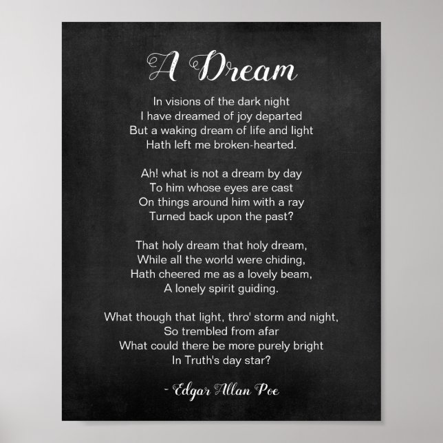 Ein Traumgedicht von Edgar Allan Poe Black and Whi Poster (Vorne)