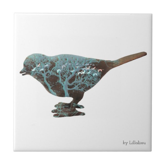 Ein traumhaftes Bild eines Spaters in Blautönen Fliese (Vorderseite)