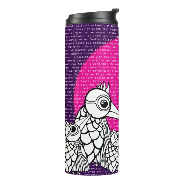 Ein Treffen der Vögel mit Worten Thermosbecher (Nach links gedreht)