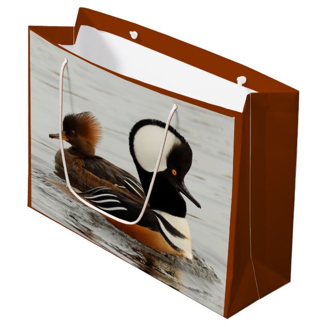 Ein Treffen gehobener Merganser Große Geschenktüte (Vorderseite Schrägansicht)