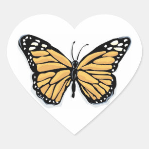 Ein trockenes Monarchen-Schmetterling-Hochzeitsher Herz-Aufkleber