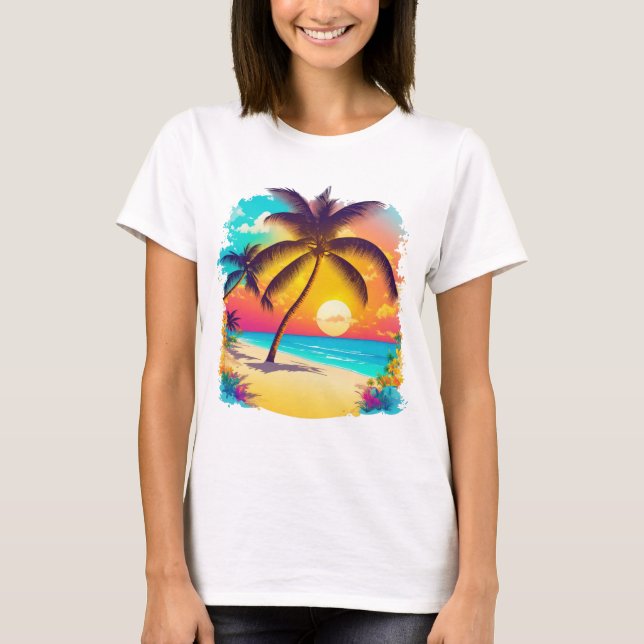 Ein tropisches Paradies mit Palmen und Sandstrände T-Shirt (Vorderseite)