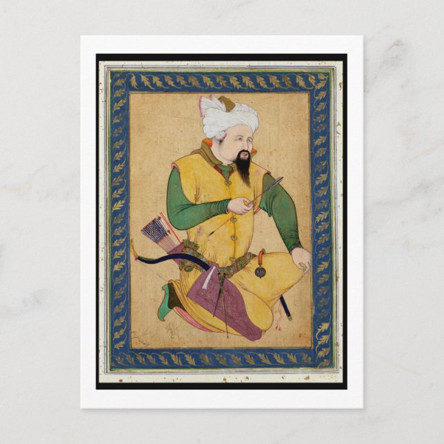 Ein turkomischer oder mongolischer Chef, der einen Postkarte (Vorderseite)