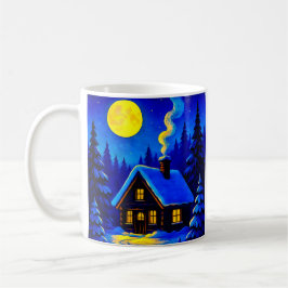 Ein typisches Haus unter dem Mond. Kaffeetasse