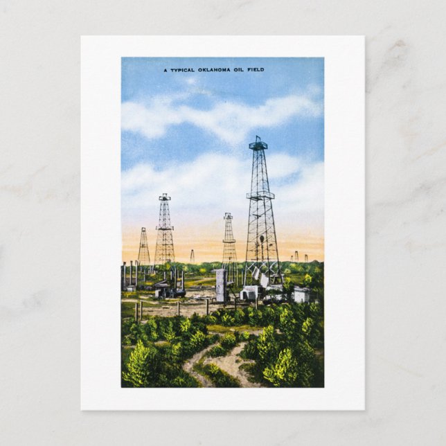 Ein typisches Oklahoma-Ölfeld Postkarte (Vorderseite)