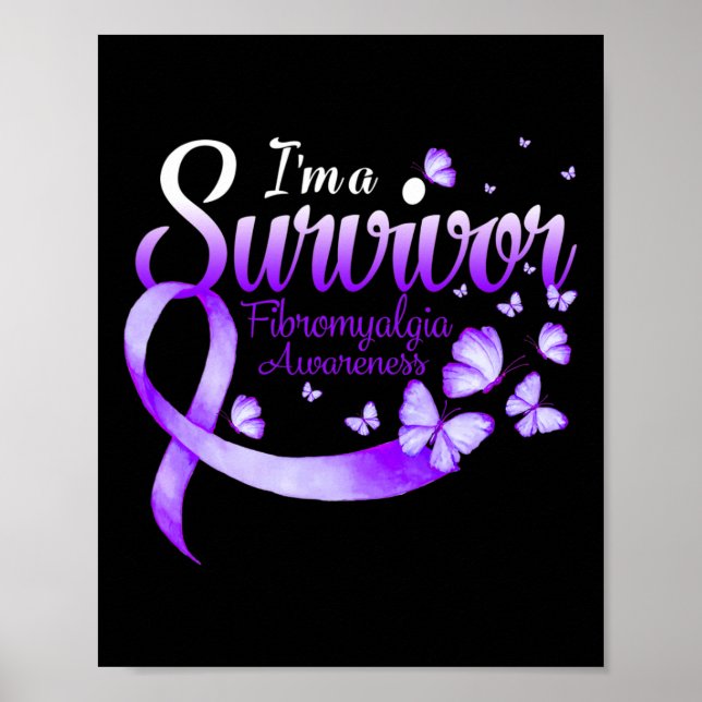 Ein Überlebender Fibromyalgie-Butterfly Poster (Vorne)