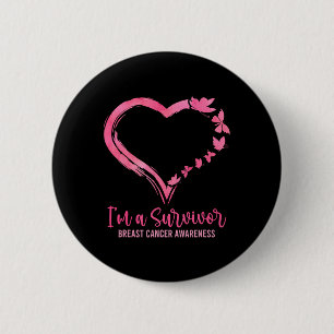 Ein Überlebender Shirt Rosa Schmetterling Herz Bru Button