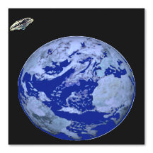 Ein UFO, das die Erde als Hintergrundbild dient