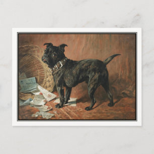 Ein unartiger schwarzer Mops von John Emms Postkarte