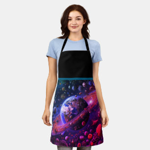 Ein Universum voller guter Nahrung, das um Köche h Schürze