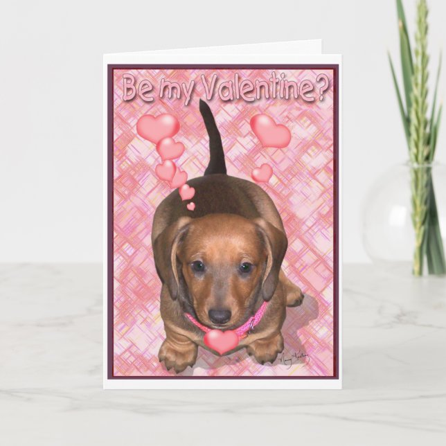 Ein valentine-Dackel-Welpe Feiertagskarte (Vorderseite)