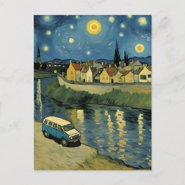 Ein Van Down by River Van Gogh Parody Postkarte (Vorderseite)