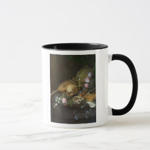 Ein Vanitas Stillleben mit einem Nautilus und Tasse