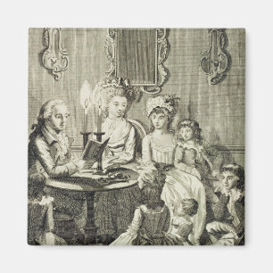 Ein Vater, der zu seiner Familie durch das Magnet