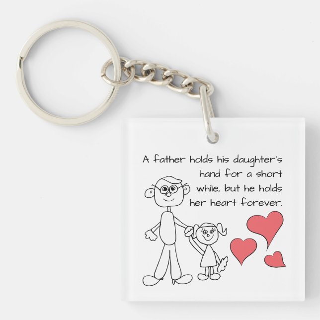 Ein Vater hält die Hand seiner Tochter Schlüsselanhänger (Vorderseite)