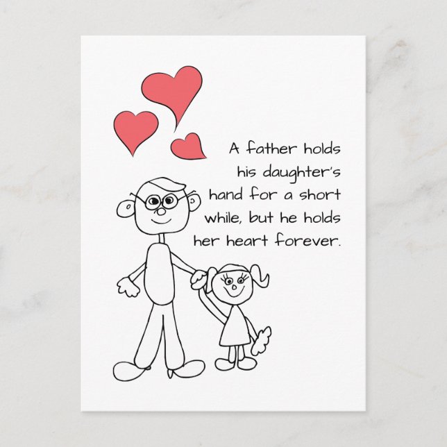 Ein Vater hält seine Tochter an der Hand Postkarte (Vorderseite)