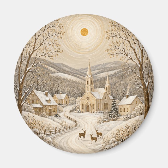Ein vergoldeter Winterhafen Magnet (Vorne)