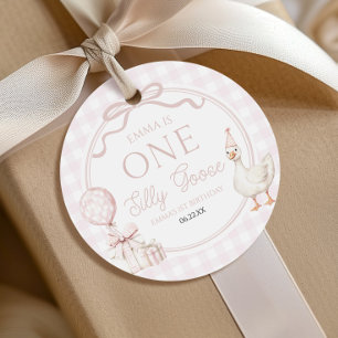 EIN Verrückter Gans Rosa Schleife 1. Geburtstagsfe Geschenkanhänger
