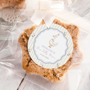 Ein verrücktes Gänsemädchen 1. Geburtstag Runder Aufkleber