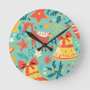 Ein verrücktes Weihnachtsmuster Runde Wanduhr