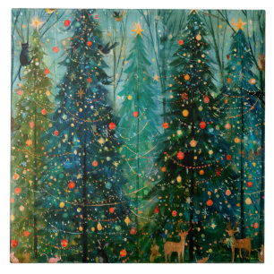 Ein verzauberter Märchen-Weihnachtswald Fliese