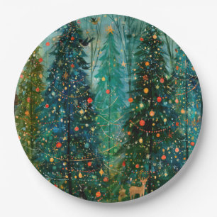 Ein verzauberter Märchen-Weihnachtswald Pappteller