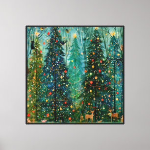 Ein verzauberter Märchenbuch-Weihnachtswald Leinwanddruck