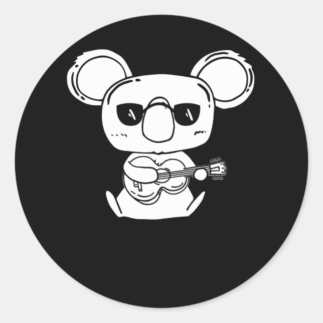 Ein vier String Ukulele Instrument mit Koala Runder Aufkleber (Vorderseite)
