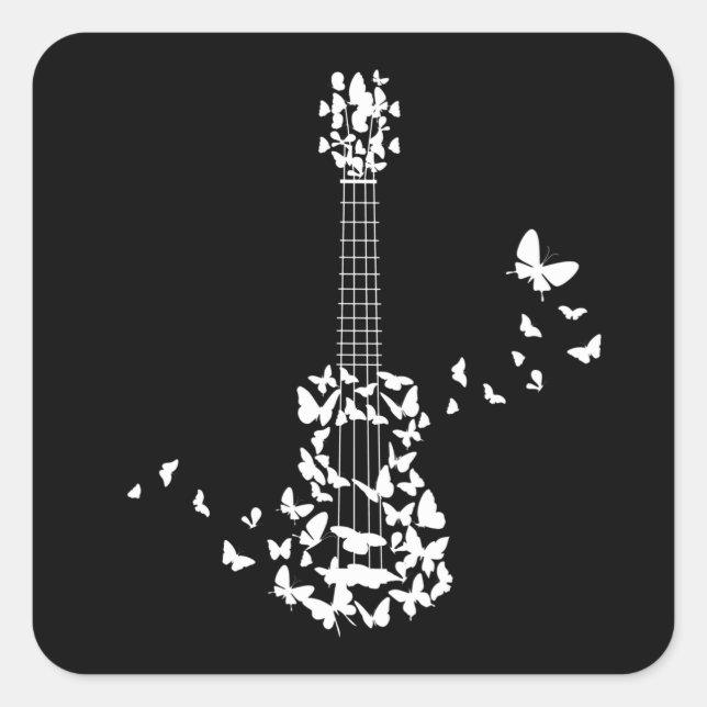 Ein vier String Ukulele Instrument mit wunderschön Quadratischer Aufkleber (Vorderseite)