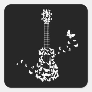 Ein vier String Ukulele Instrument mit wunderschön Quadratischer Aufkleber