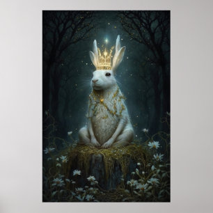 Ein viergezogener Kronenhase sitzt auf einem Stump Poster