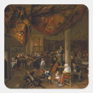 Ein Village Hochzeitsfest mit Reisenden Quadratischer Aufkleber