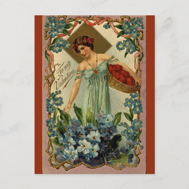 Ein Vintager Herzklopfen - Valentinstag Postkarte (Vorderseite)