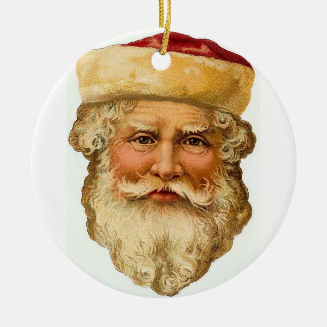 Ein Vintager Santa Keramik Ornament (Vorne)