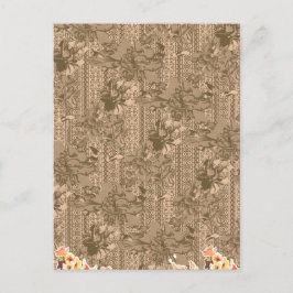 Ein Vintages Blumenmuster mit aufwändiger brauner  Feiertagspostkarte