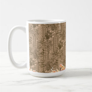 Ein Vintages Blumenmuster mit aufwändiger brauner  Kaffeetasse