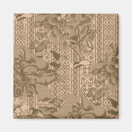 Ein Vintages Blumenmuster mit aufwändiger brauner Magnet