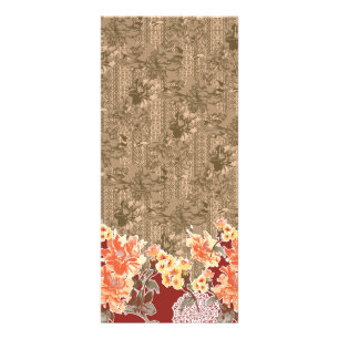 Ein Vintages Blumenmuster mit aufwändiger brauner Werbekarte