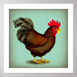 Ein Vintages Brown Rooster Poster