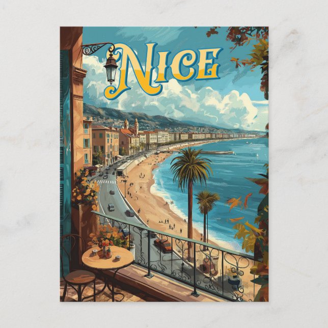 Ein Vintages Nizza, Frankreich Postkarte (Vorderseite)