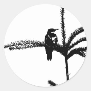 Ein Vogel auf dem Zweig Runder Aufkleber