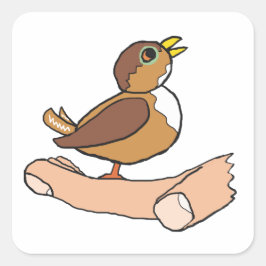 Ein Vogel in der Hand Quadratischer Aufkleber