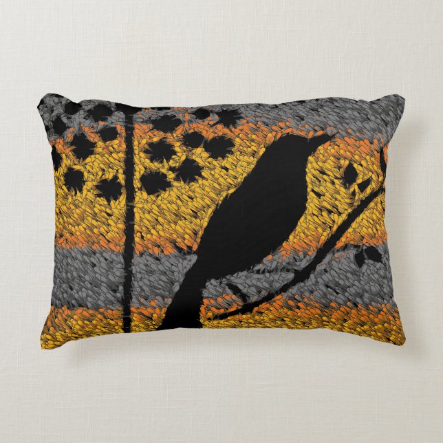 Ein Vogel unter den Feathers Accent Kissen (Vorderseite)