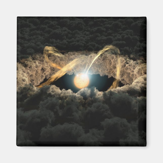 Ein von einer protoplanetären Diskette umgebener S Magnet (Vorne)