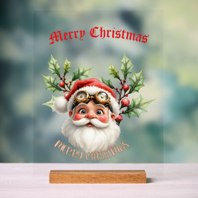 Ein wahnsinniger Steampunk-Weihnachtsmann Acrylschild (Neutral)